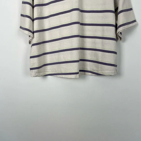 The North Face Short Sleeve Pulover Boxy Striped Cream Purple Women's XL T-Shirt - Picture 3 of 9